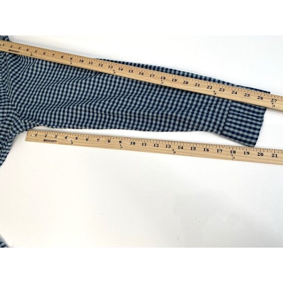 Faherty Stretch Oxford Shirt Mens XL Ocean Teal Gingham Button Down Casual Check - Picture 16 of 16